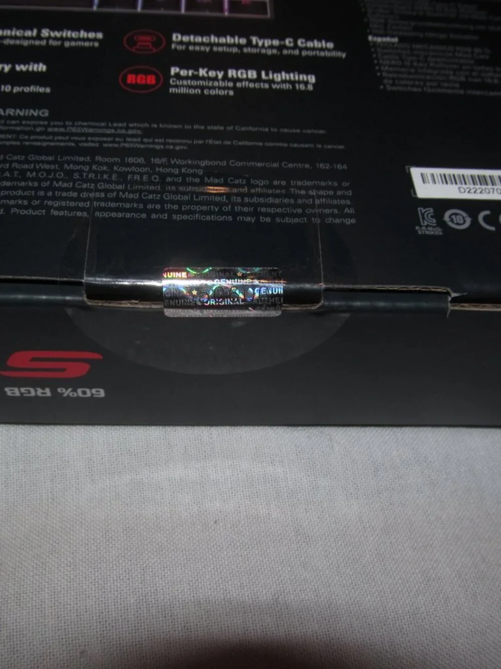 Mad Catz 60% RGB Gaming Mechanical Keyboard S.T.R.I.K.E. 6 Black NEW SEALED